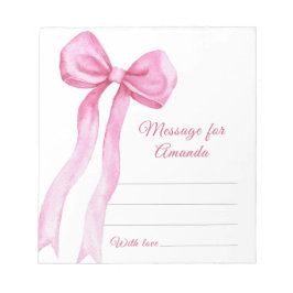 Pink Bow Mädchen Geburtstagszeit Kapsel-Nachricht Notizblock