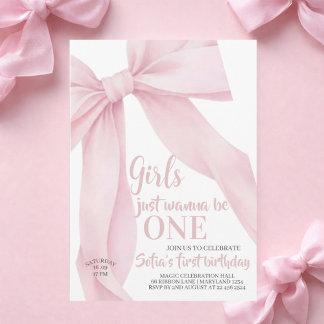 Pink Bow Mädchen wollen einfach nur EINS sein Erst Einladung