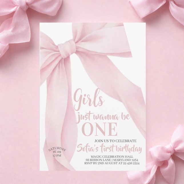 Pink Bow Mädchen wollen einfach nur EINS sein Erst Einladung (Von Creator hochgeladen)
