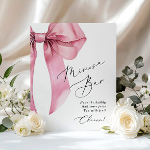 Pink Bow Mimosa Bar Coquette Brautparty Poster