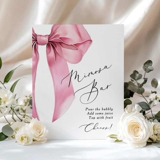 Pink Bow Mimosa Bar Coquette Brautparty Poster (Von Creator hochgeladen)