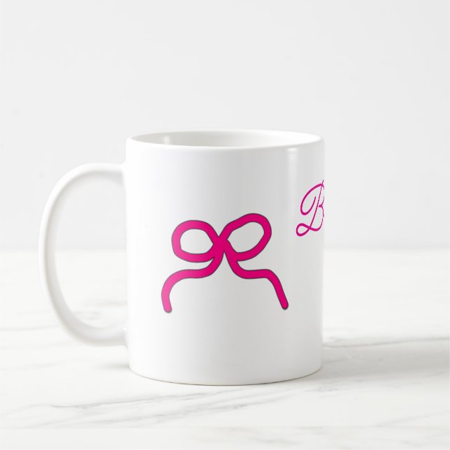 PINK BOW Minimaladd Name Brautjungfrau Geschenk Ja Kaffeetasse (Links)