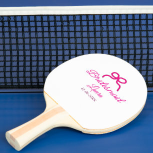 PINK BOW Minimaladd Name Brautjungfrau Geschenk Ja Tischtennis Schläger