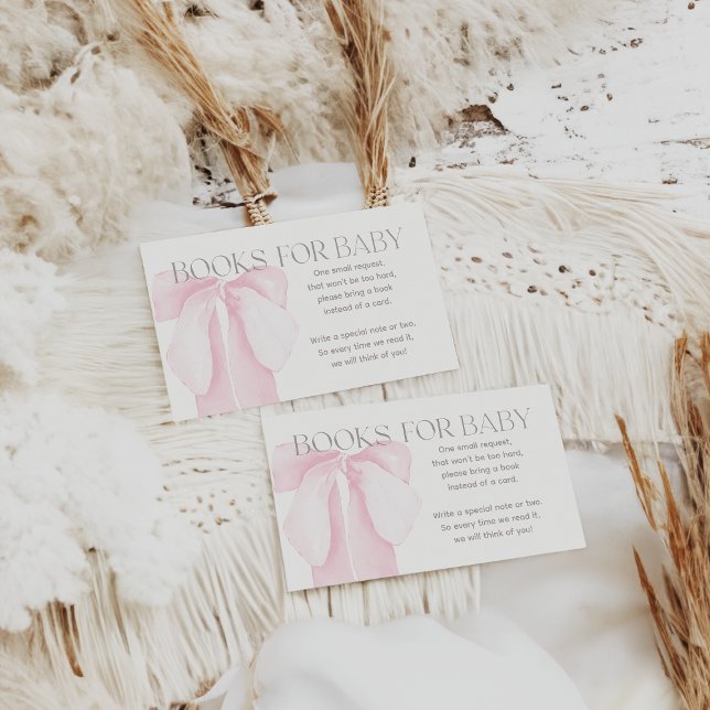 Pink Bow Minimalistisch Girl Baby Duschbücher Begleitkarte (Von Creator hochgeladen)