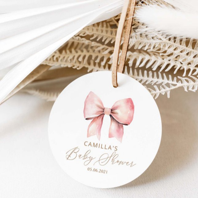 Pink Bow Minimalistisch Girl Baby Dusche Geschenkanhänger (Von Creator hochgeladen)