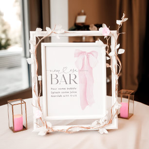 Pink Bow Minimalistisch Girl Baby Dusche Momosa Ba Poster