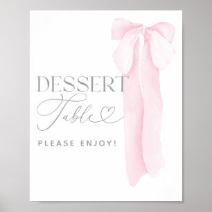 Pink Bow Minimalistisch Girl Baby Dusche Nachtisch Poster