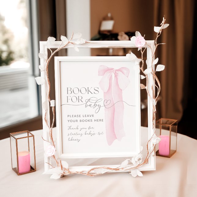 Pink Bow Minimalistisch Girl Baby Showbook Poster (Von Creator hochgeladen)