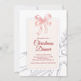 Pink Bow Minimalistisch Line Weihnachtsfest Feiertagskarte