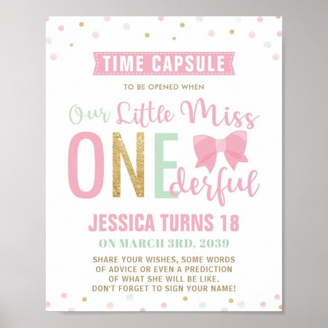 Pink Bow Miss ONEderful Birthday Time Kapselunters Poster (Vorne)