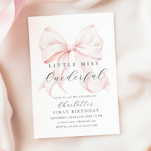 Pink Bow Miss Onederful Einladung zum ersten Gebur