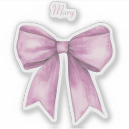 Pink Bow mit Name Vinyl Sticker