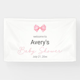 Pink Bow Modern Girl Baby Dusche Banner