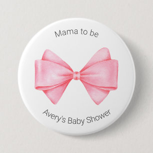Pink Bow Modern Girl Baby Dusche Button