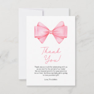 Pink Bow Modern Girl Baby Dusche Dankeskarte