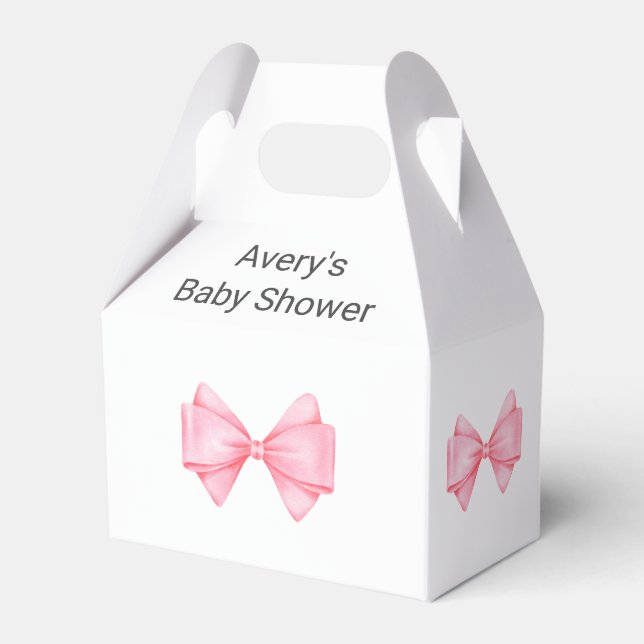 Pink Bow Modern Girl Baby Dusche Geschenkschachtel (Vorderseite)