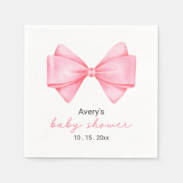 Pink Bow Modern Girl Baby Dusche Napkins Serviette