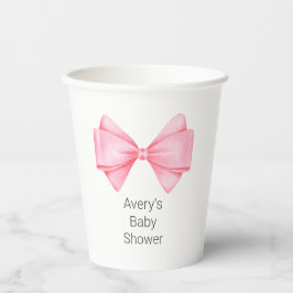 Pink Bow Modern Girl Baby Dusche Pappbecher