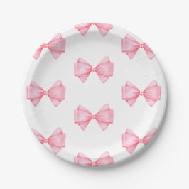 Pink Bow Modern Girl Baby Dusche Pappteller
