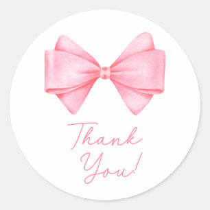 Pink Bow Modern Girl Baby Dusche Runder Aufkleber