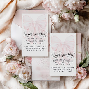 Pink Bow Moderne Elegante Girl Baby Duschbücher Begleitkarte