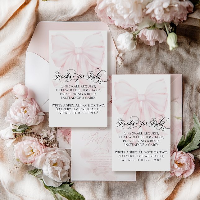 Pink Bow Moderne Elegante Girl Baby Duschbücher Begleitkarte (Von Creator hochgeladen)