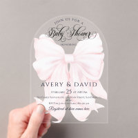 Pink Bow Moderne Elegante Girl Baby Dusche