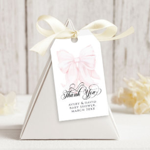 Pink Bow Moderne Elegante Girl Baby Dusche Geschenkanhänger