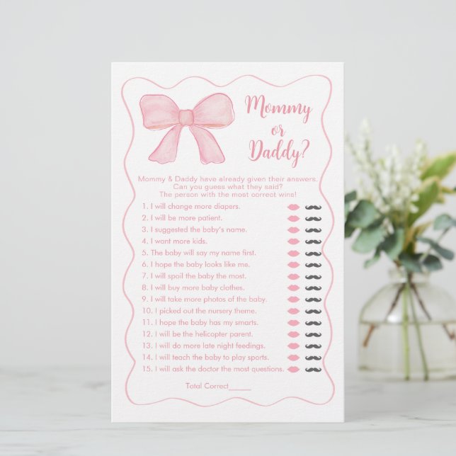 Pink Bow Mommy oder Daddy Baby Showspiel (Stehend Vorderseite)