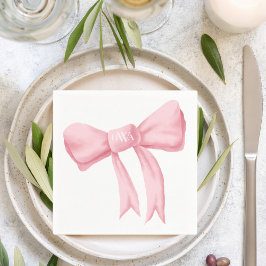 Pink Bow Monogram Preppy Napkin Serviette