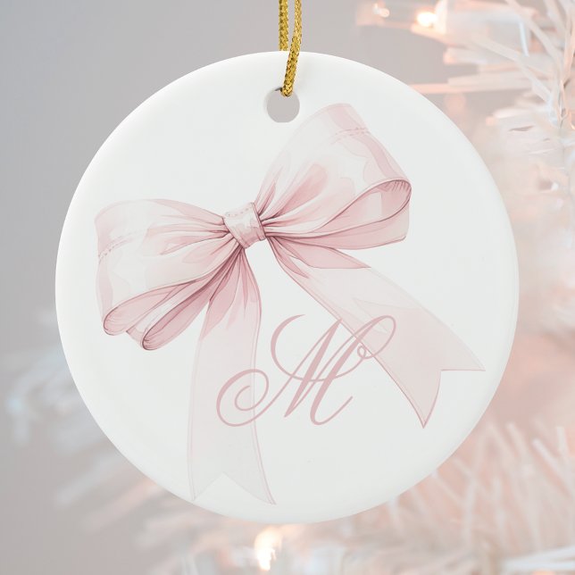 Pink Bow Monogram Weihnachtsschmuck (Von Creator hochgeladen)