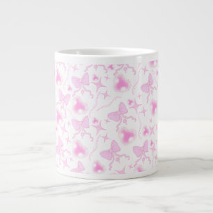 Pink Bow Muster Kawaii Herz und Ribbons Jumbo-Tasse
