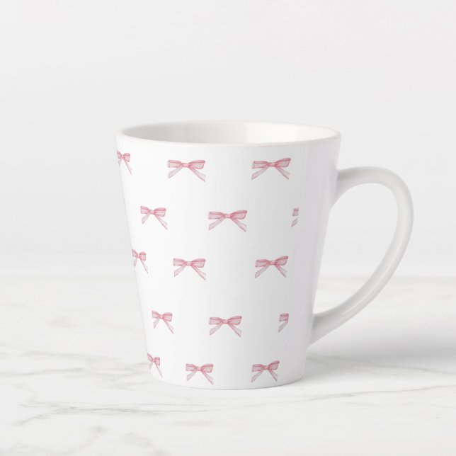 Pink Bow Muster Latte Tasse (Rechts)