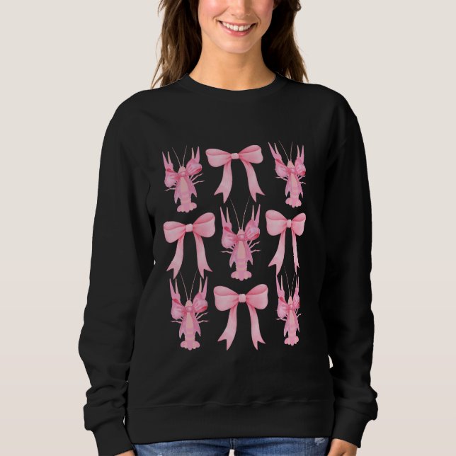 Pink Bow Niedlich Coquette Crawfish y2k Clean Girl Sweatshirt (Vorderseite)