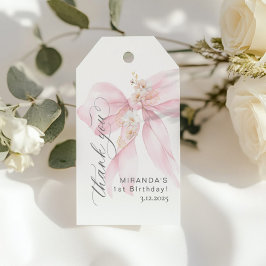 Pink Bow Niedlich Girl Birthday Party Geschenkanhänger