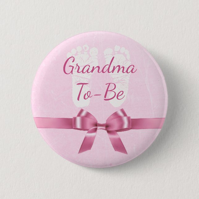 Pink Bow Oma zum Baby Showknopf Button (Vorderseite)