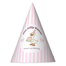 Pink Bow One Silly Goose Girl 1st Birthday Party Partyhütchen