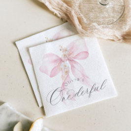Pink Bow Onederful Girl 1. Geburtstag Serviette