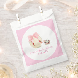 Pink Bow Pacifier Baseball Sport Girl Baby Shower Geschenktütchen
