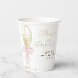 Pink Bow Pearls & Prosecco Brautparty Pappbecher