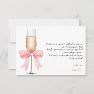 Pink Bow Pearls & Prosecco Brautparty Vielen Dank Dankeskarte