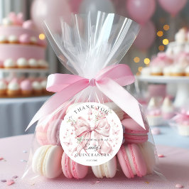 Pink Bow Pearls Quinceañera Vielen Dank für Ihren Runder Aufkleber