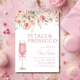 Pink Bow Petals & Prosecco Blush Brautparty Einladung