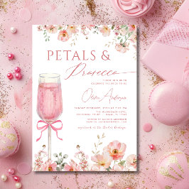 Pink Bow Petals & Prosecco Blush Brautparty Einladung