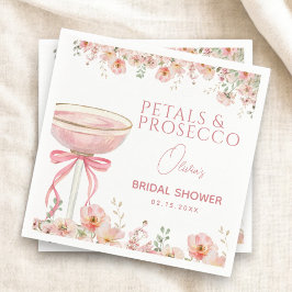 Pink Bow Petals & Prosecco Blush Brautparty Serviette
