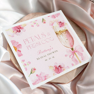 Pink Bow Petals Prosecco Brautparty Serviette