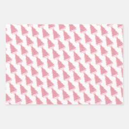 Pink Bow Pink Christmas Tree Geschenkpapier Set