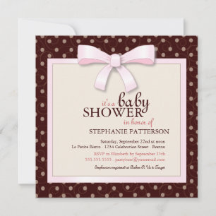 Pink Bow Polka Dot Girl Babydusche Einladung
