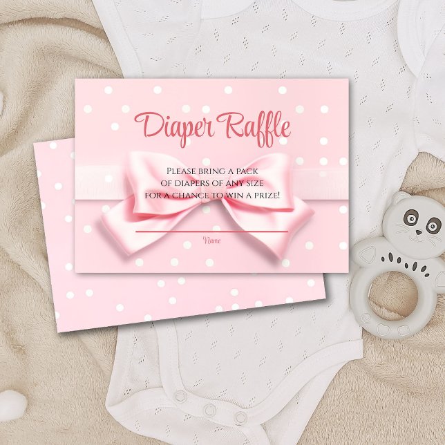 Pink Bow Polka Dots Diaper Raffle Enclosure Card Dankeskarte (Von Creator hochgeladen)