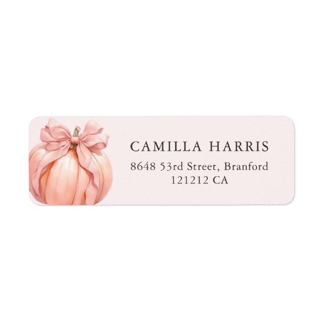 Pink Bow Pumpkin Address Labels (Vorne)